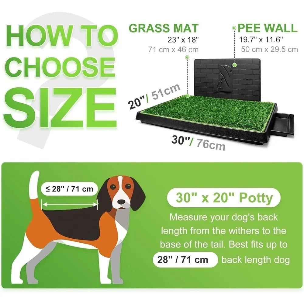 Hompet Dog Grass Pad with Tray‎ 30x20 Large Reusable Artificial Turf Puppy Potty